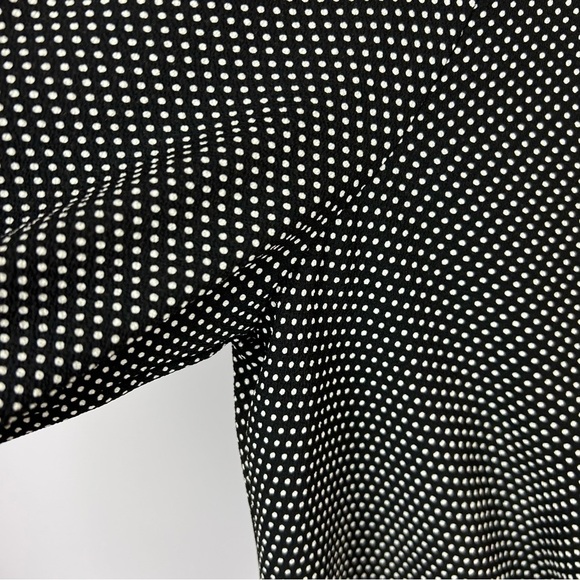 Adrianna Papell Black & White Polkadot Wrap Blouse with Cuffed Sleeves Size L - Picture 4 of 10